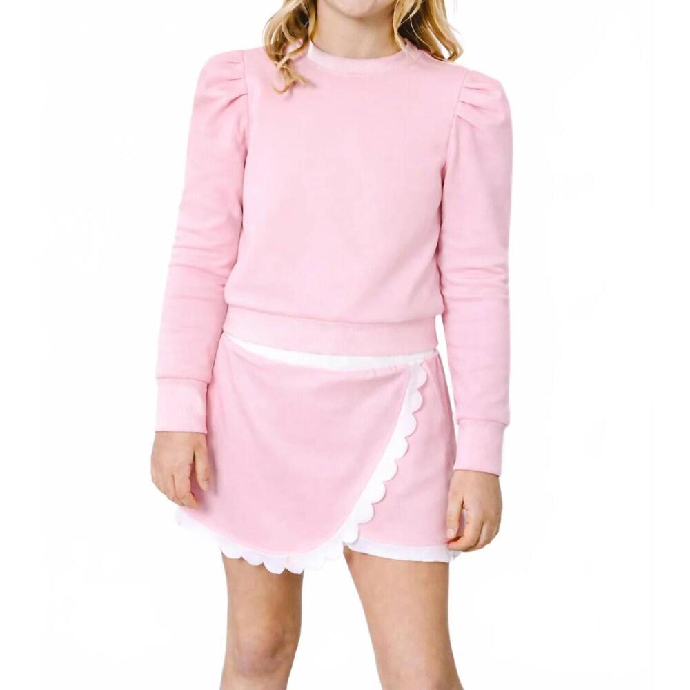 NEW COURTSIDE KIDS scalloped trim skort in pink/white - Picture 1 of 3